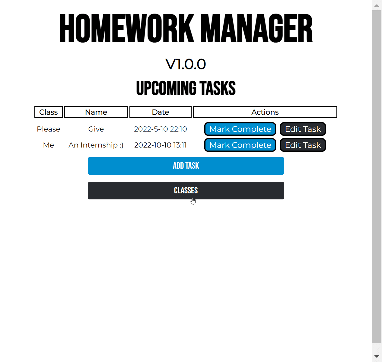Homework Manager